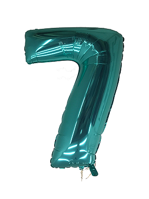 Шар фольгированный с гелием цифра 7 цвет тиффани