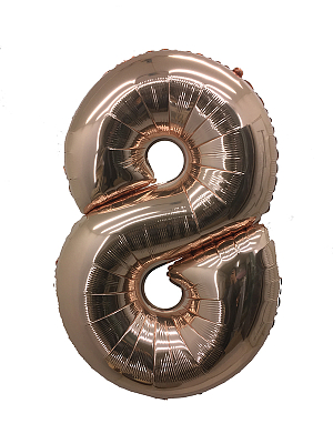 Шар фольгированный с гелием цифра 8, цвет Розовое Золото